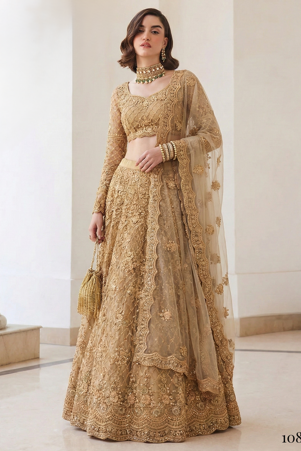 Chicku Net Sangeet Lehenga Choli with Thread and Sequin Work