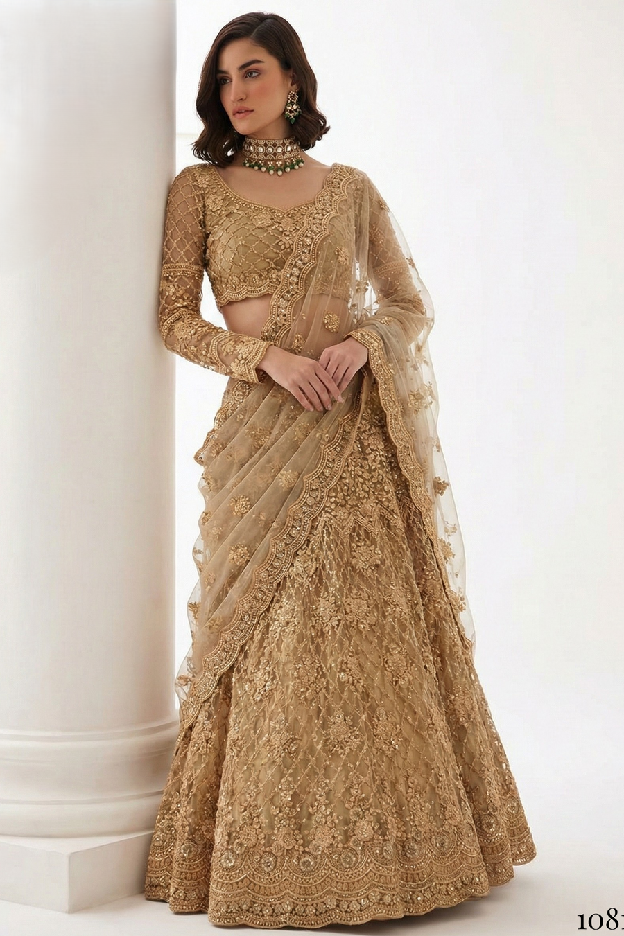 Chicku Net Sangeet Lehenga Choli with Thread and Sequin Work