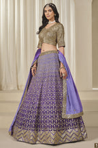 Purple Chinon Silk Dual Color Lehenga Choli For Indian & Pakistani Wedding Festival - Thread & Sequence Embroidery Work