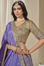 Purple Chinon Silk Dual Color Lehenga Choli For Indian & Pakistani Wedding Festival - Thread & Sequence Embroidery Work