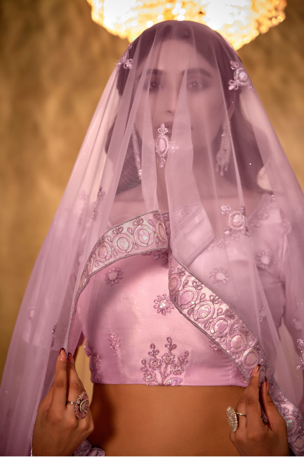 Baby Pink Net Lehenga Choli For Indian Festival & Weddings - Thread Embroidery Work, Sequence Embroidery Work