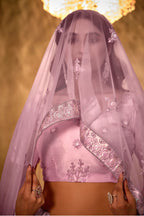 Baby Pink Net Lehenga Choli For Indian Festival & Weddings - Thread Embroidery Work, Sequence Embroidery Work