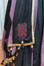 Black Viscose Cotton Navratri Festival Chaniya Choli For Garba Indian 9 Meters Flair - Thread Embroidery Work, Kutchi Patch Work, Real Mirror Work