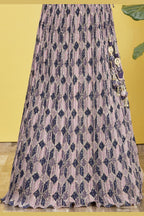 Navy Blue Slub Silk Lehenga Choli For Indian & Pakistani Wedding Festival - Sequins & Thread Embroidery Work, Zari Work, Print Work, Real Mirror Work
