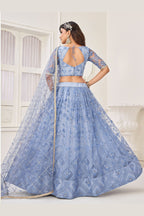 Light Purple Net Embroidered Lehenga Choli For Indian Festival & Weddings - Embroidery Work