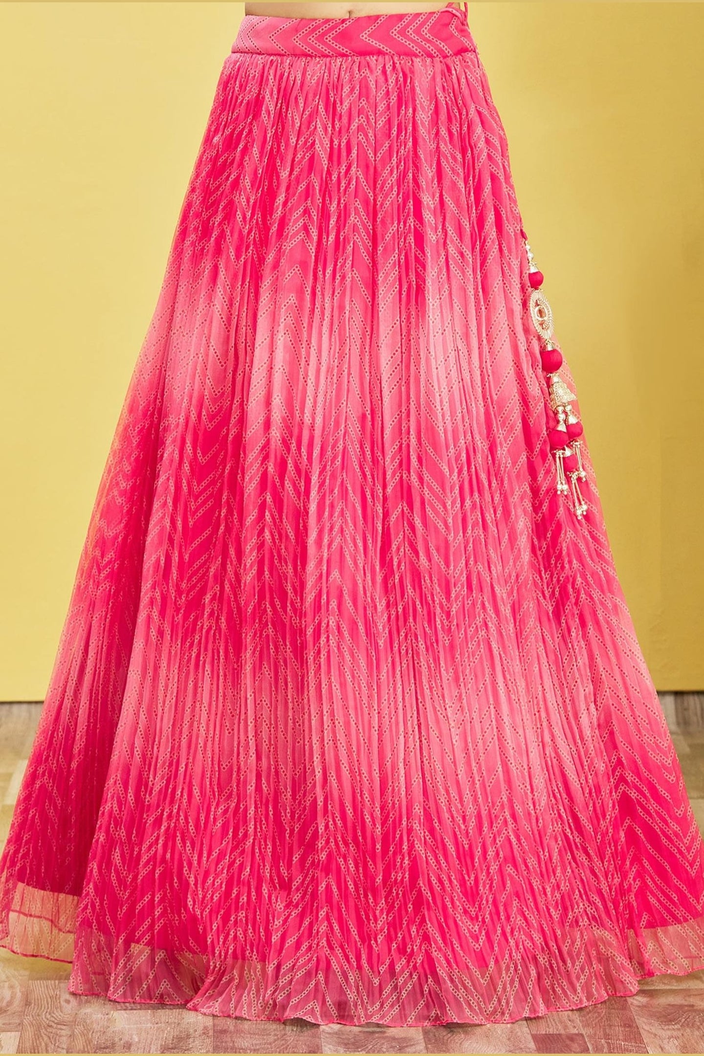 Pink Slub Silk Lehenga Choli For Indian & Pakistani Wedding Festival - Sequins & Thread Embroidery Work, Zari Work, Print Work, Real Mirror Work