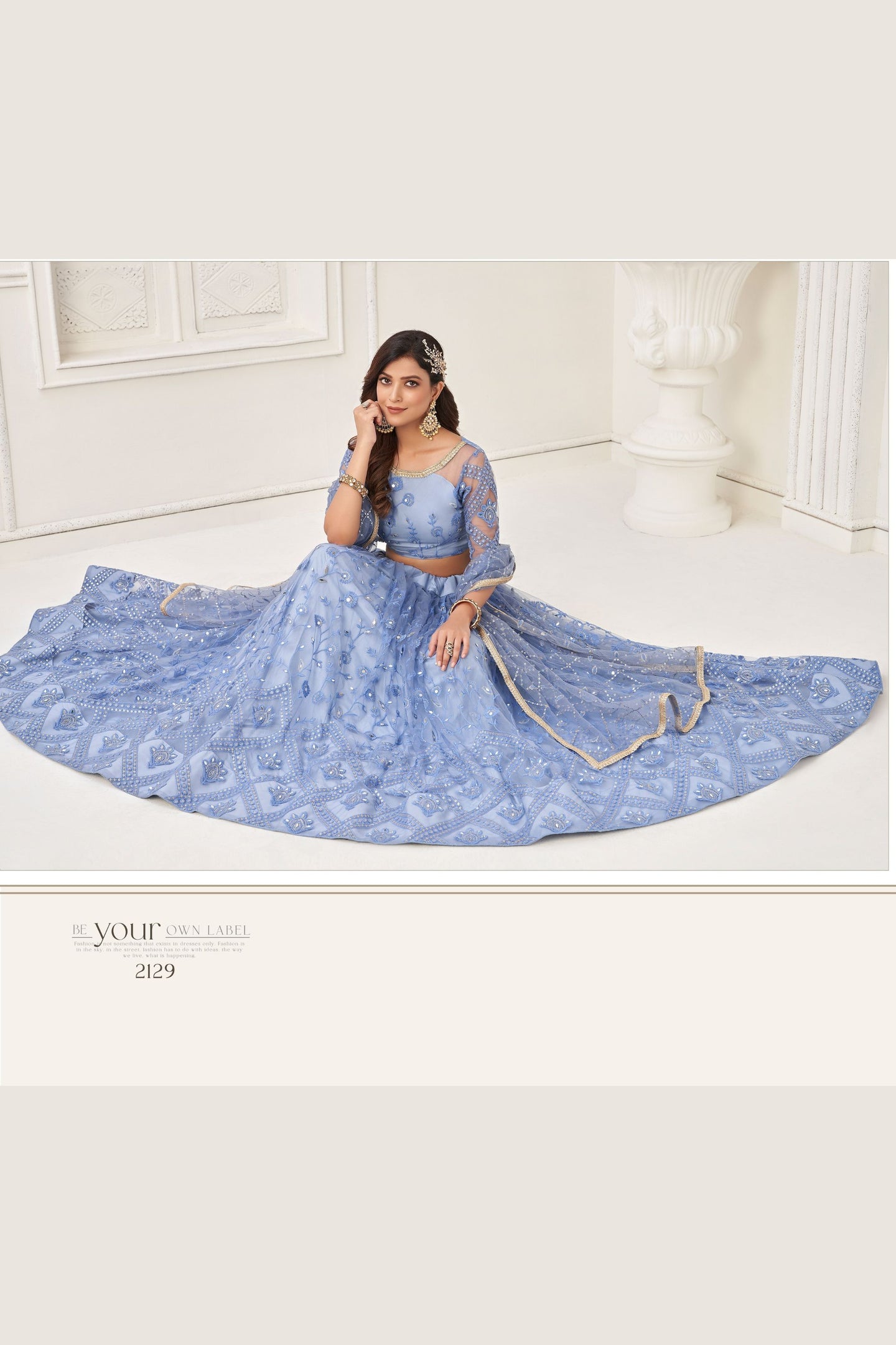 Light Purple Net Embroidered Lehenga Choli For Indian Festival & Weddings - Embroidery Work