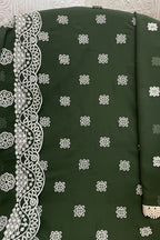 Dark Green Georgette Kameez With Pant For Indian & Pakistani Wedding Festival - Embroidery Work