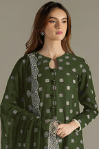 Dark Green Georgette Kameez With Pant For Indian & Pakistani Wedding Festival - Embroidery Work