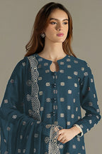 Teal Georgette Kameez With Pant For Indian & Pakistani Wedding Festival - Embroidery Work