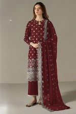 Maroon Georgette Kameez With Pant For Indian & Pakistani Wedding Festival - Embroidery Work