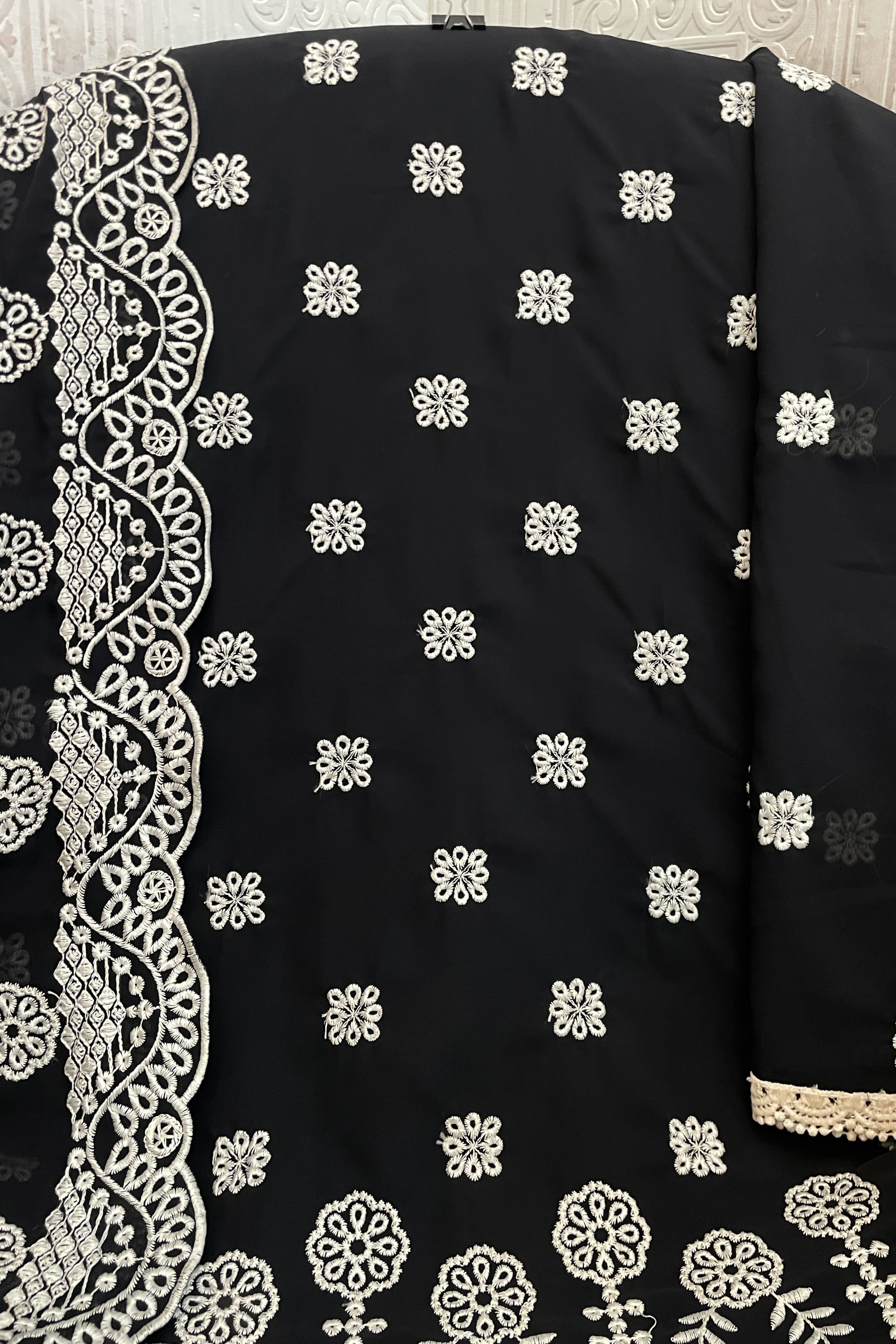 Black Georgette Kameez With Pant For Indian & Pakistani Wedding Festival - Embroidery Work