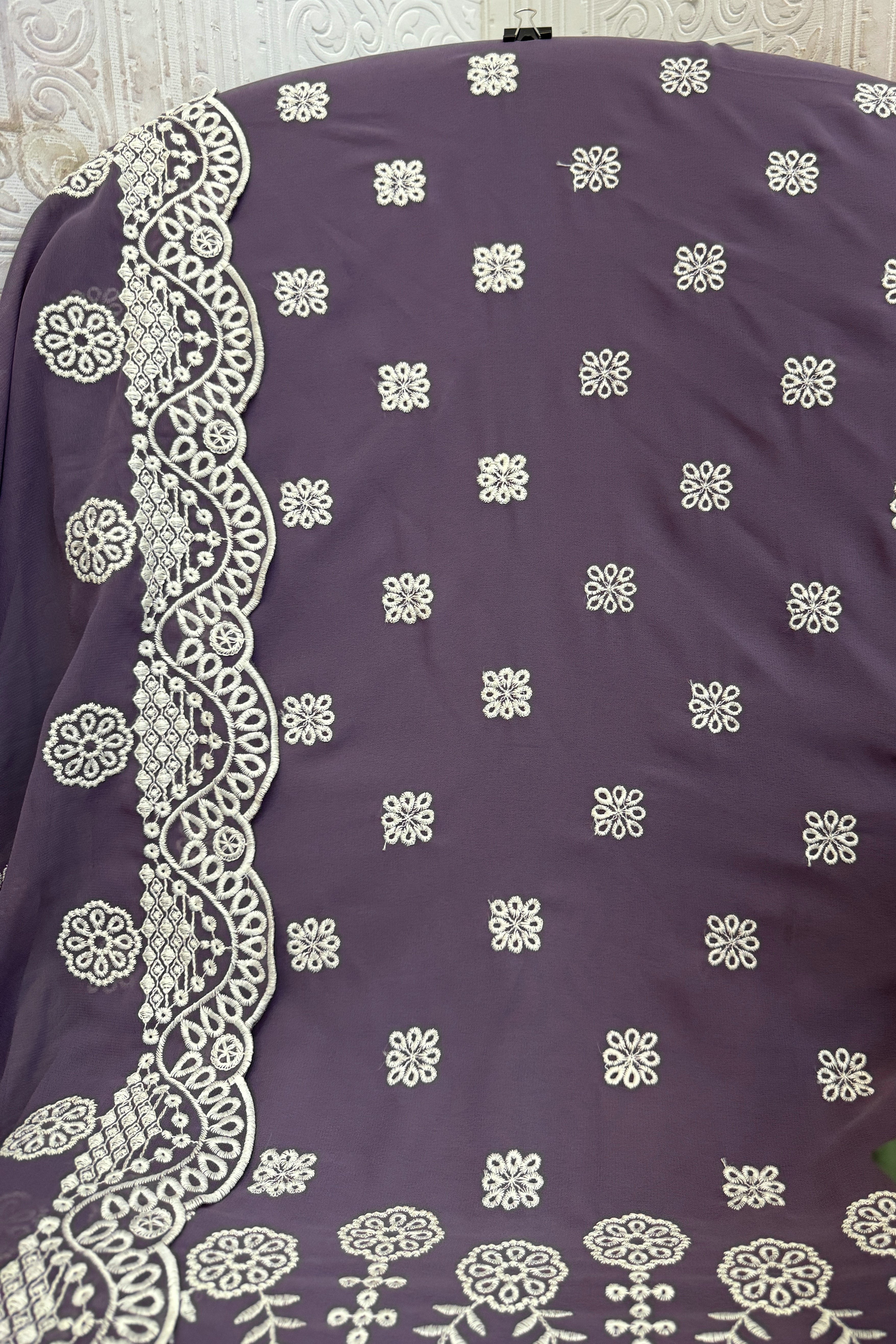 Purple Georgette Kameez With Pant For Indian & Pakistani Wedding Festival - Embroidery Work