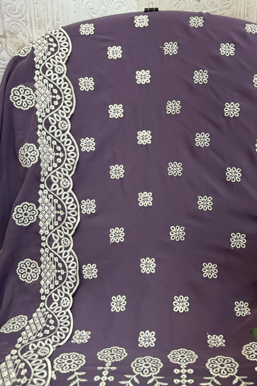 Purple Georgette Kameez With Pant For Indian & Pakistani Wedding Festival - Embroidery Work