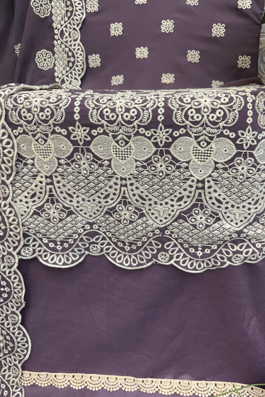 Purple Georgette Kameez With Pant For Indian & Pakistani Wedding Festival - Embroidery Work