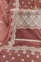 Pink Georgette Kameez With Pant For Indian & Pakistani Wedding Festival - Embroidery Work