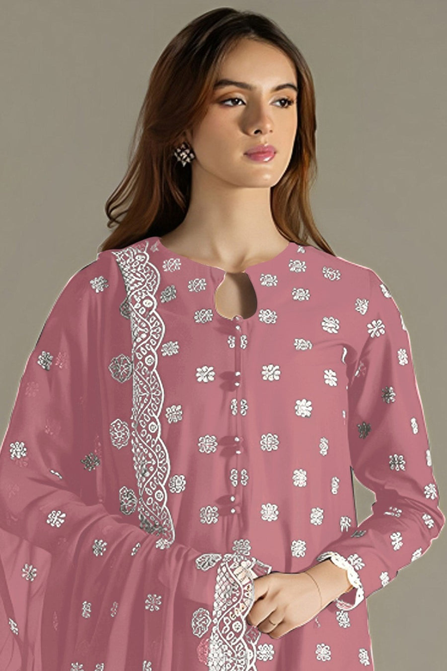 Pink Georgette Kameez With Pant For Indian & Pakistani Wedding Festival - Embroidery Work