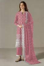Pink Georgette Kameez With Pant For Indian & Pakistani Wedding Festival - Embroidery Work