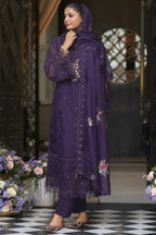 Navy Blue Blooming Organza Kameez with Pant For Indian Festivals & Weddings - Embroidery Work