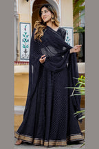 Black Georgette Leriya Print Lehenga Choli For Indian & Pakistani Wedding Festival - Print Work, Zari Work