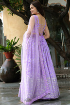 Lavender Georgette Lehenga Choli For Indian & Pakistani Wedding Festival - Thread & Sequins Embroidery Work