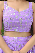 Lavender Georgette Lehenga Choli For Indian & Pakistani Wedding Festival - Thread & Sequins Embroidery Work