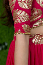 Red Reception Lehenga Choli with Zari and Sequins Embroidery