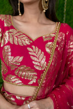 Red Reception Lehenga Choli with Zari and Sequins Embroidery