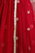 Red Reception Lehenga Choli with Zari and Sequins Embroidery