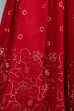 Red Reception Lehenga Choli with Zari and Sequins Embroidery
