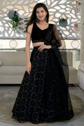 Black Reception Lehenga Choli with Zari and Sequins Embroidery