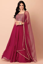 Pink Ghagra Choli for Women in Georgette - Zari & Sequins Work