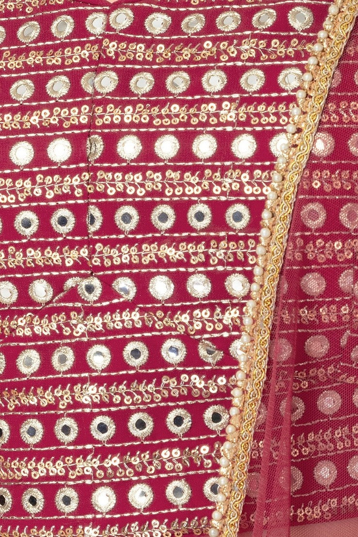 Pink Georgette Ghagra Choli for Women with Zari Work