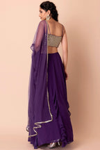 Purple Georgette Ghagra Choli for Women with Zari and Sequin Work