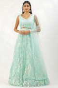 Aqua Net Reception Lehenga Choli with Embroidery