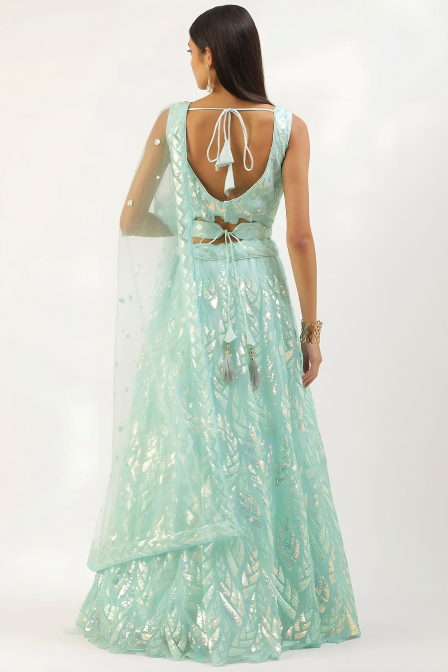 Aqua Net Reception Lehenga Choli with Embroidery