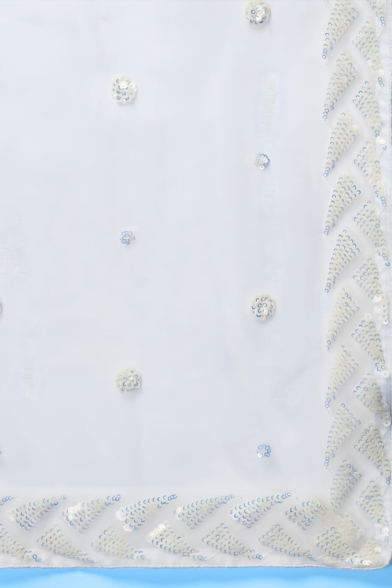 White Net Reception Lehenga Choli with Thread and Sequins Embroidery