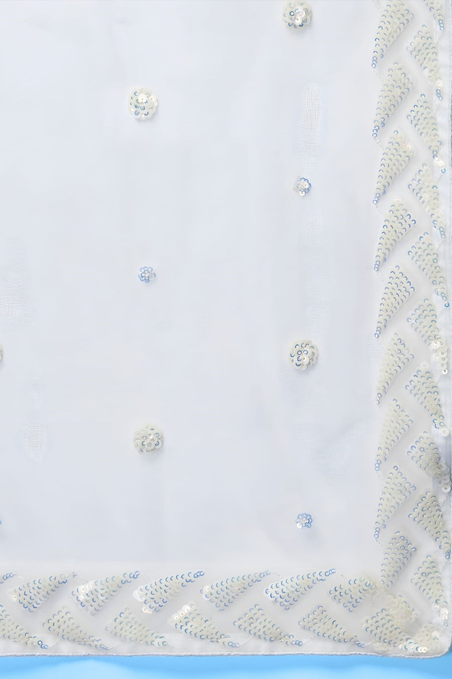 White Net Reception Lehenga Choli with Thread and Sequins Embroidery