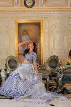 White Satin Lehenga Choli For Indian & Pakistani Wedding Festival - Thread & Sequins Embroidery Work