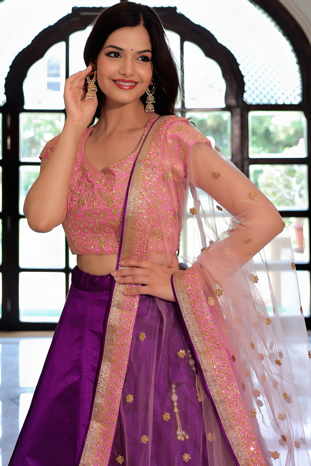 Purple Mulberry Silk Lehenga Choli For Indian & Pakistani Wedding Festival - Zari Work, Dori Work, Sequence Embroidery Work