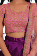 Purple Mulberry Silk Lehenga Choli For Indian & Pakistani Wedding Festival - Zari Work, Dori Work, Sequence Embroidery Work