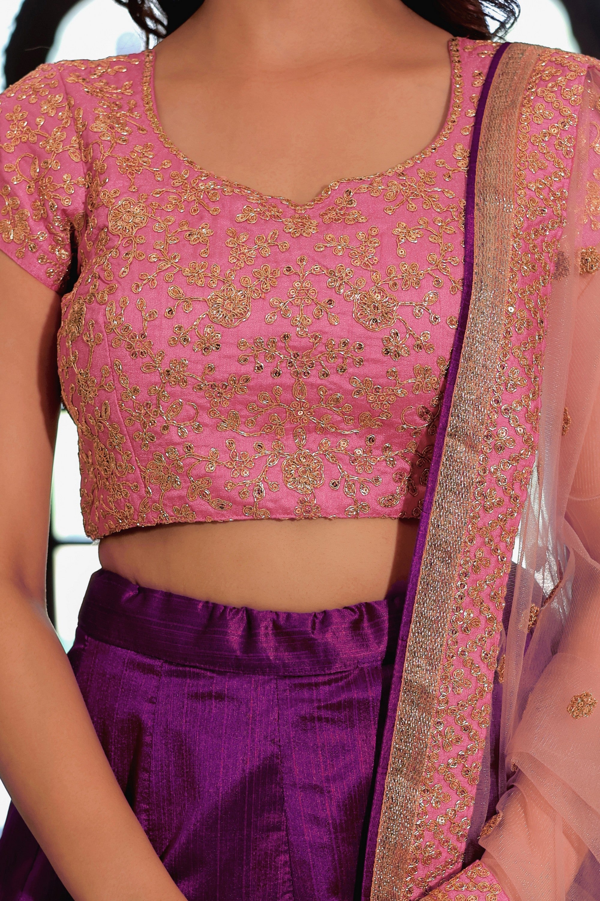 Purple Mulberry Silk Lehenga Choli For Indian & Pakistani Wedding Festival - Zari Work, Dori Work, Sequence Embroidery Work