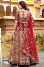 Maroon Art Silk Lehenga Choli For Indian & Pakistani Wedding Festival - Sequence Embroidery Work, Zari Work
