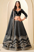 Black Velvet Marriage Lehenga Choli with Sequins