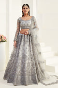 Grey Net Lehenga Choli For Indian Festivals & Weddings - Thread Embroidery Work, Codding Embroidery Work, Butta Work, Stone Work