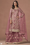 Dusty Pink Sharara Suit - Sangeet Outfits for Women with Embroidery