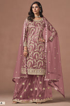 Dusty Pink Sharara Suit - Sangeet Outfits for Women with Embroidery