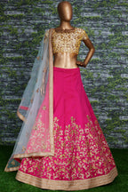 Pink Mulberry Silk Lehenga Choli For Indian & Pakistani Wedding Festival - Sequins & Thread Embroidery Work, Dori Work