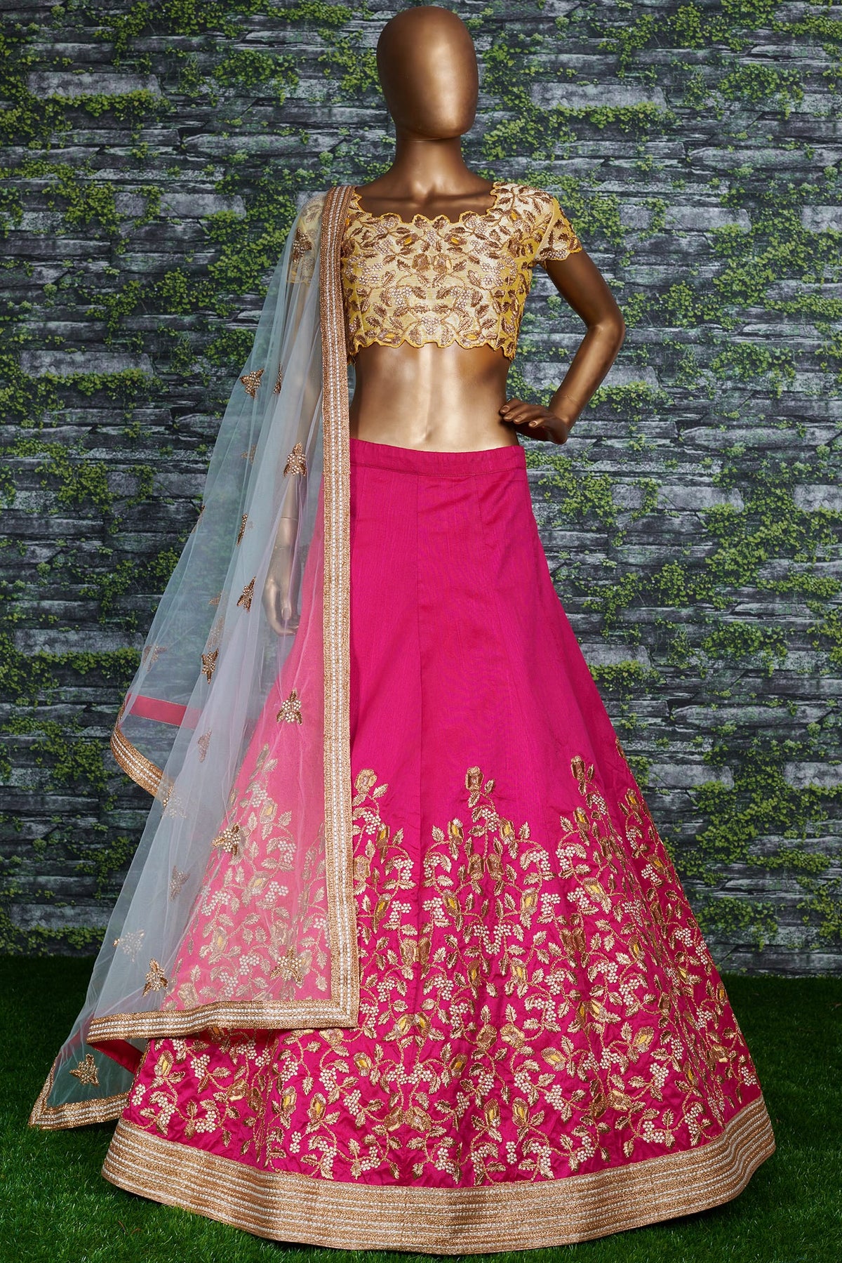 Pink Mulberry Silk Lehenga Choli For Indian & Pakistani Wedding Festival - Sequins & Thread Embroidery Work, Dori Work