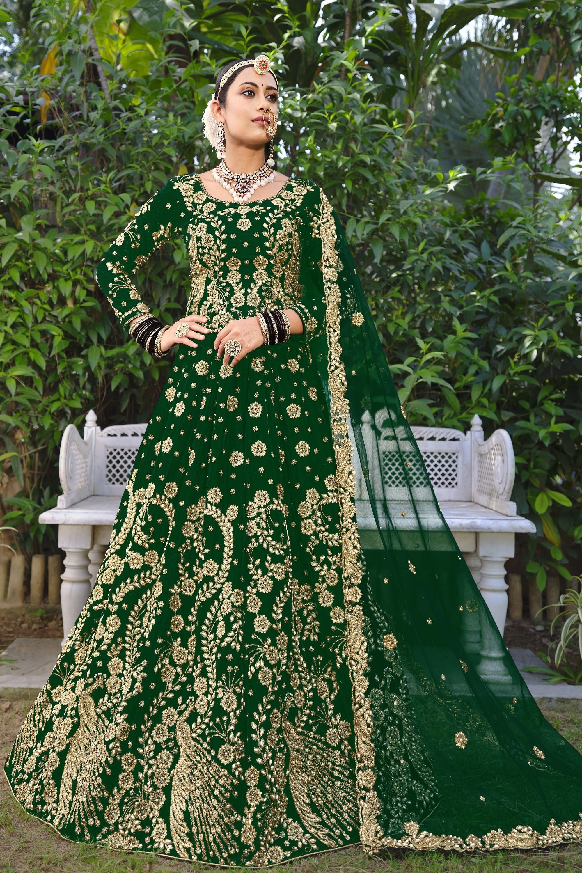 Navratri Lehenga Chaniya Choli : Black and green heavy embroidery ...